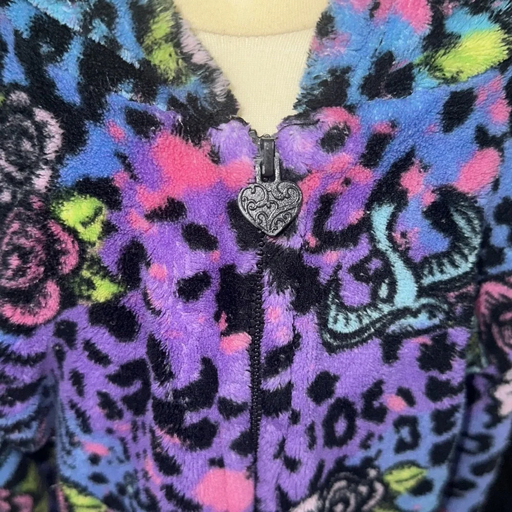 Little Girls Preloved Rainbow leopard print True Love Hoodie size 6/6x 🐆 🌈 y2k